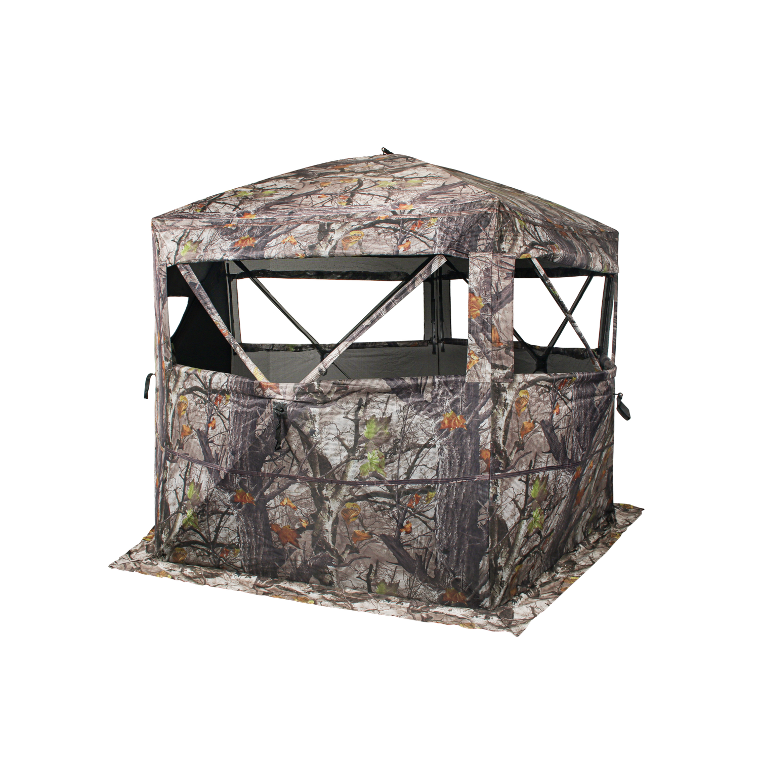 ShedOFF Waterproof 5 Sides 288 Degree See Through Hunting Blind 2-4 Person Tree Camo