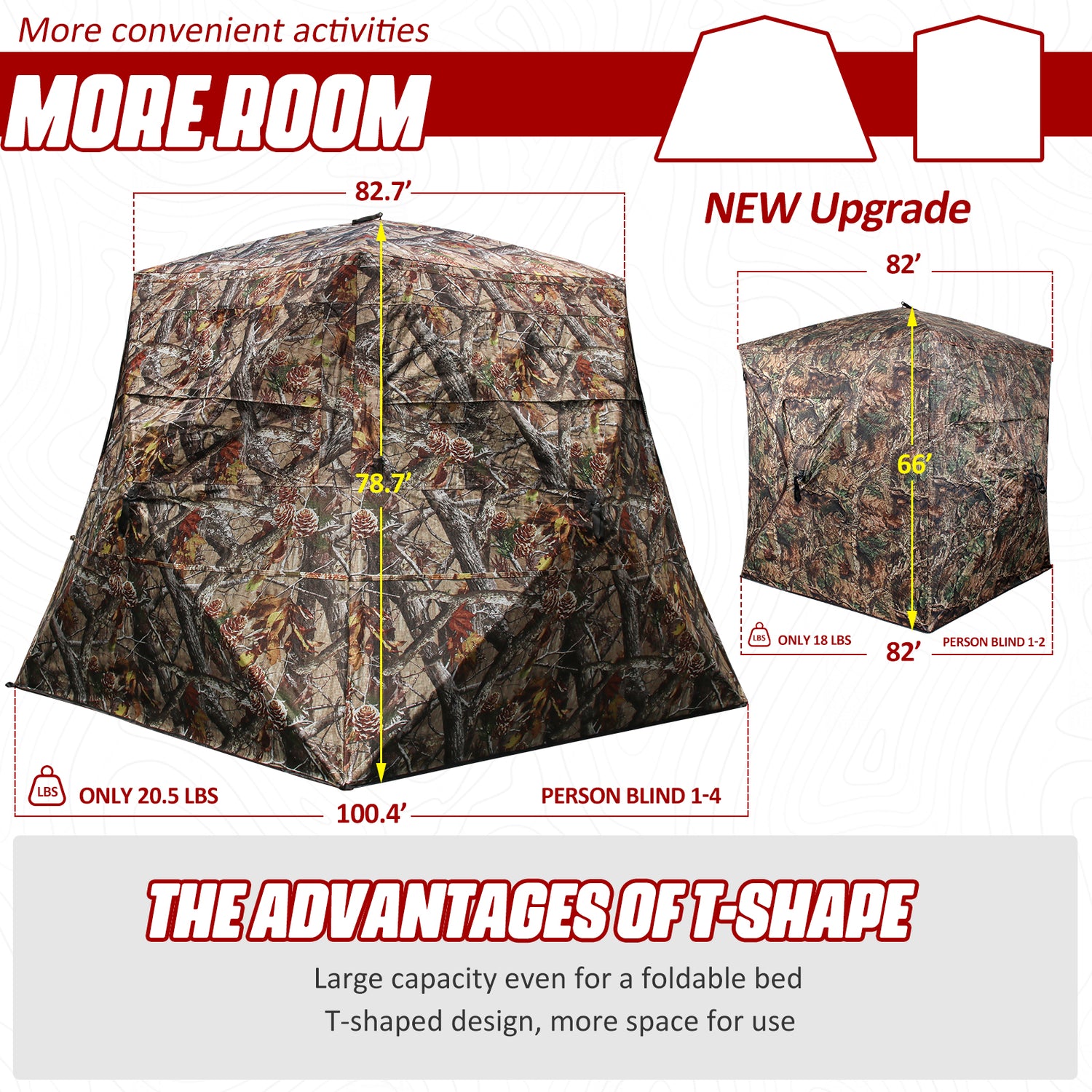 ShedOFF Wide Bottom Easy Zipper Door Waterproof 4 Sides 360 Full See Through Hunting Blind 2-3 Person Pine Cone Camo