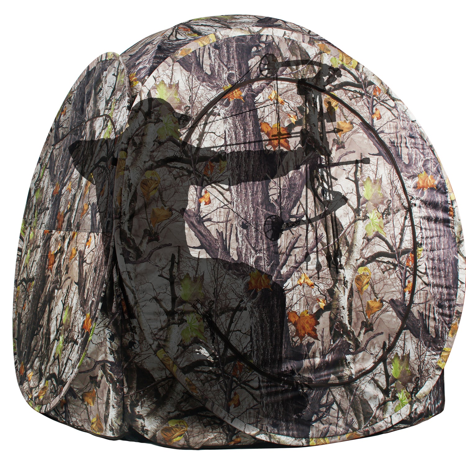 ShedOFF Waterproof Roundness 4 Side 270 Degree See Through Hunting Blind 1 Person Tree Camo