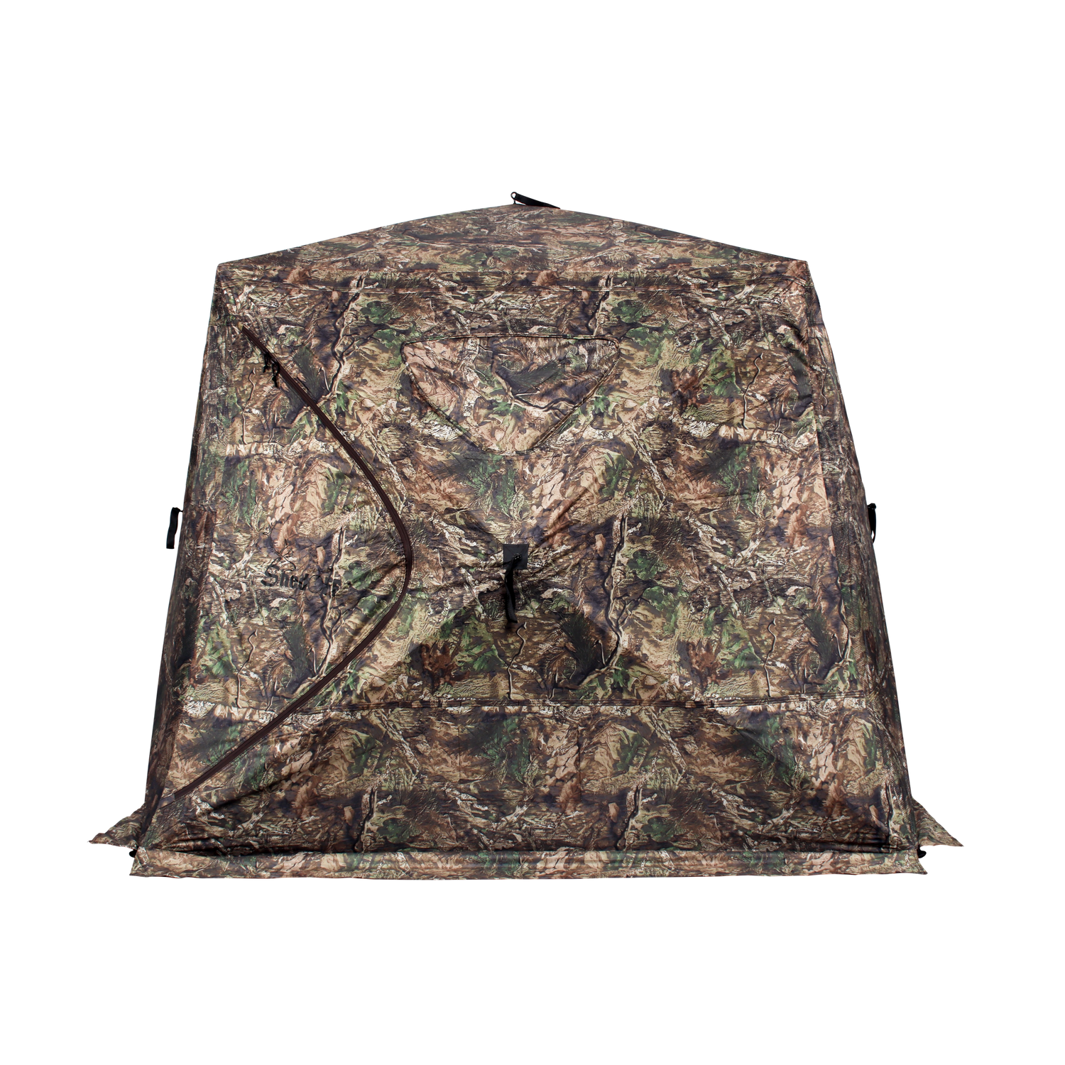 ShedOFF Wide Footprint Waterproof 4 Sides 270 Degree See Through Hunting Blind 2-3 Person Veil Camo