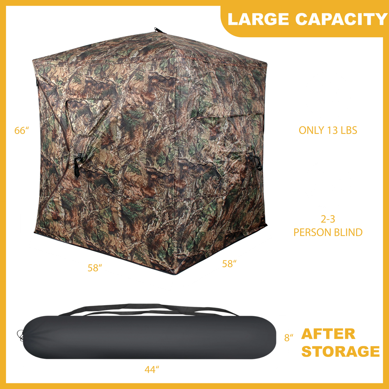 ShedOFF Waterproof 4 SIdes 270 Degree See Through Hunting Blind 2-3 Person Tree Camo