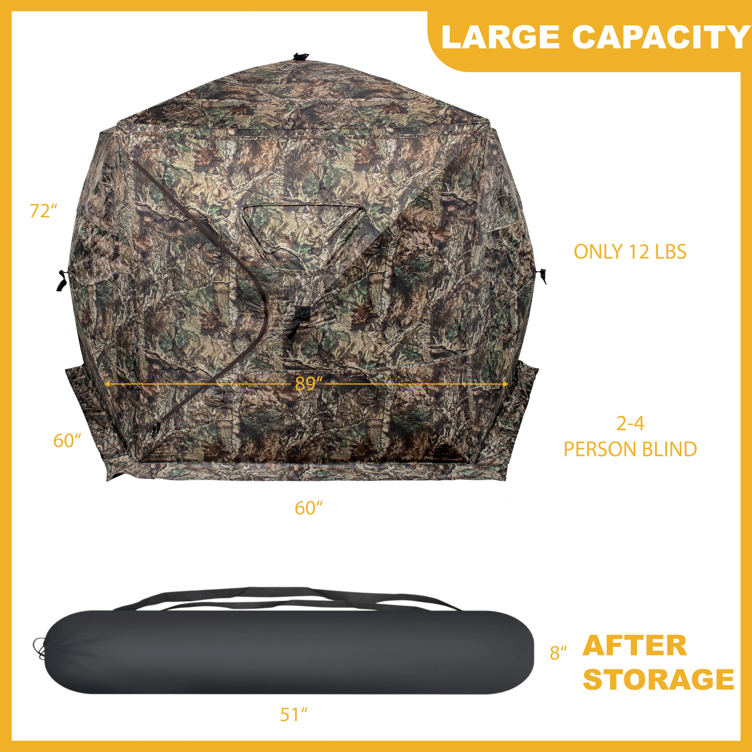 ShedOFF Waterproof 5 Sides 288 Degree See Through Hunting Blind 2-4 Person Tree Camo