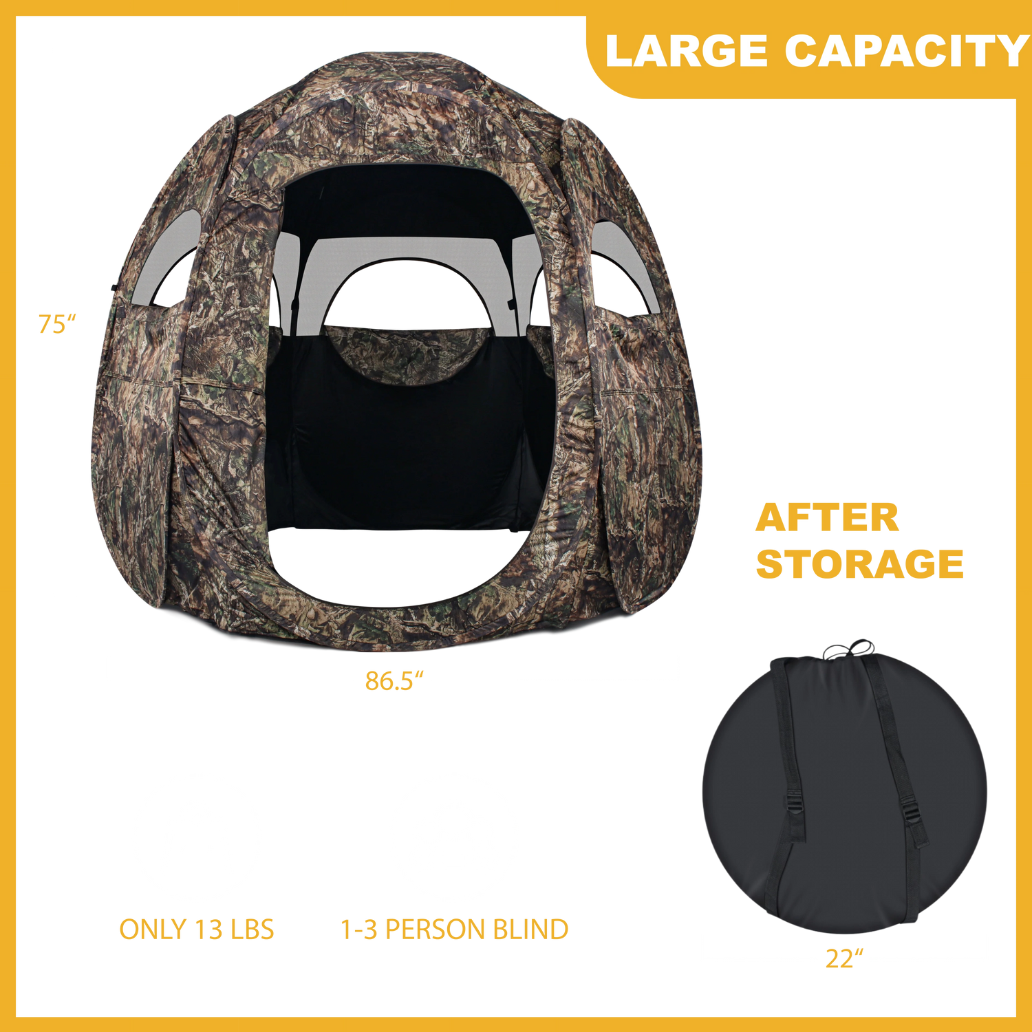 ShedOFF Waterproof Roundness 6 Sides 300 Degree See Through Hunting Blind 1-3 Person Veil Camo